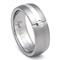 Titanium Silver Inlay Diamond  Dome Ring