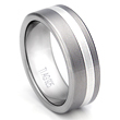 Flat 8MM Titanium Silver Inlay Wedding Ring