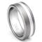 Flat 8MM Titanium Silver Inlay Wedding Ring
