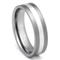 Flat Titanium Silver Inlay Wedding Ring