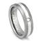 Titanium Silver Inlay Diamond Ring w/ Diagonal Grooves