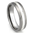 Titanium Silver Inlay Ring with Diagonal Grooves