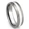 Titanium Silver Inlay Ring w/ Diagonal Grooves