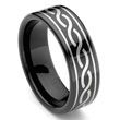 Black Tungsten Carbide Laser Engraved Celtic Ring