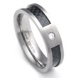 Titanium Carbon Fiber Diamond Wedding Band Ring