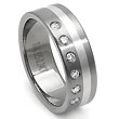 Titanium Silver Inlay Diamond Wedding Ring