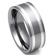 KEON Tungsten Carbide Silver Inlay Wedding Band Ring
