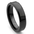 Black Tungsten 6mm Beveled Edge Wedding Band Ring
