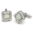 14K White Gold Diamond Mother of Pearl Cufflinks