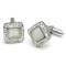 14K White Gold Diamond Mother of Pearl Cufflinks