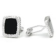 14K White Gold Diamond Onyx Cufflinks