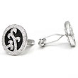14K White Gold Diamond & Onyx Oval Cufflinks