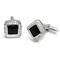 14K White Gold Diamond Onyx Square Cufflinks