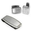 Colibri TONNEAU Stainless Steel Silver Money Clip Cufflinks Gift Set