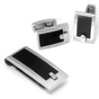 Colibri ELEMENT Stainless Steel Diamond Money Clip Cufflinks Gift Set