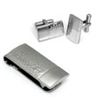 Colibri HAMMERED Stainless Steel Money Clip Cufflinks Gift Set
