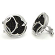 Sterling Silver Mocha Stingray Leather Round Cufflinks