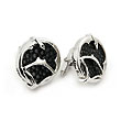 Sterling Silver Hematite Organic Stingray Leather Round Cufflinks