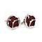 Sterling Silver Red Organic Stingray Leather Round Cufflinks