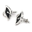 Sterling Silver Hematite Organic Stingray Leather Cufflinks