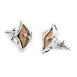 Sterling Silver Tan Organic Stingray Leather Cufflinks