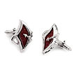 Sterling Silver Red Organic Stingray Leather Cufflinks