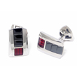 LAMBORGHINI Triple Red Stone Titanium Steel Cufflinks