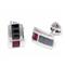 LAMBORGHINI Triple Red Stone Titanium Steel Cufflinks