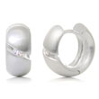 Bastian Inverun Sterling Silver Diagonal Tension Set Diamond Huggie Earrings