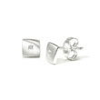 Bastian Inverun Sterling Silver Square Curved Diamond Stud Earrings