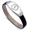 Zoppini Stainless Steel Leather Bracelet w/ Crystals