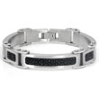 Stainless Steel Black Stingray Leather Inlay Men's Bracelet
