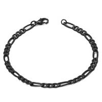 Black Titanium 4MM Figaro Link Bracelet