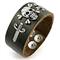 Sterling Silver Skull & Sword Leather Biker Bracelet