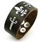 Sterling Silver Fleur-de-lis & Sword Leather Biker Bracelet