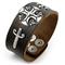 Sterling Silver Iron Cross & Sword Leather Biker Bracelet