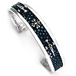 Sterling Silver Hematite Organic Stingray Leather Cross & Sword Cuff Bracelet
