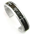 Sterling Silver Mocha Organic Stingray Leather Cross & Sword Cuff Bracelet