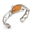 Sterling Silver Tan Organic Stingray Leather Cuff Bracelet