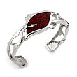 Sterling Silver Red Organic Stingray Leather Cuff Bracelet
