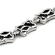 Sterling Silver Hematite Organic Stingray Leather Link Bracelet