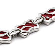 Sterling Silver Red Organic Stingray Leather Link Bracelet
