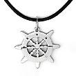Stainless Steel Diamond Helm Pendant w/ Leather Cord