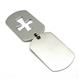 Stainless Steel Engravable Iron Cross Dog Tag Dual Pendant w/ Bead Chain