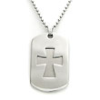 Stainless Steel Engravable Iron Cross Dog Tag Dual Pendant w/ Bead Chain