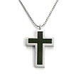 Nitrogen Stainless Steel Carbon Fiber Cross Pendant w/ Bead Chain