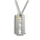 Nitrogen Stainless Steel Razor Blade Diamond Pendant w/ Curb Chain