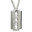 Nitrogen Stainless Steel Razor Blade Diamond Pendant w/ Curb Chain