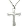 Nitrogen Stainless Steel Diamond Cross Pendant w/ Curb Chain