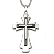 Two Tone Stainless Steel Diamond Cross Pendant
